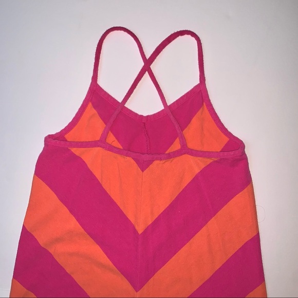 GAP Pink Orange Chevron Striped Colorblock Maxi Dress - Picture 4 of 6